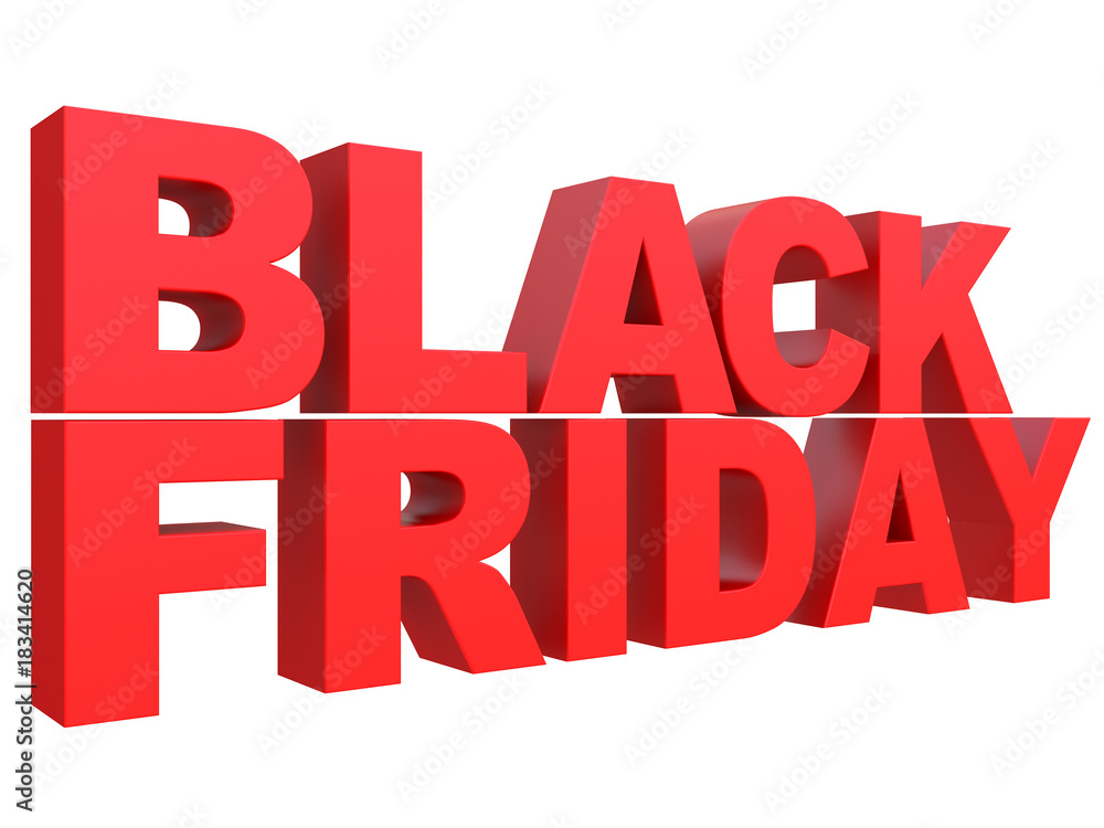 black friday text extrude with red color on a white background isolated front view 3d rendering black friday text extrude with red color on a white background isolated front view 3d rendering