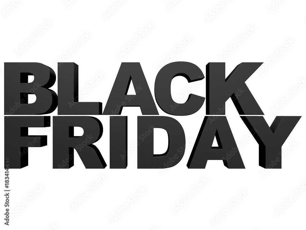 black friday text extrude with red color on a white background isolated front view 3d rendering black friday text extrude with red color on a white background isolated front view 3d rendering