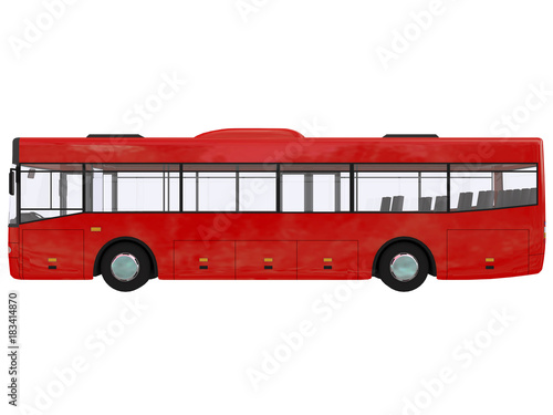 red City Bus urban Isolated on a white background transmilenio 3D rendering