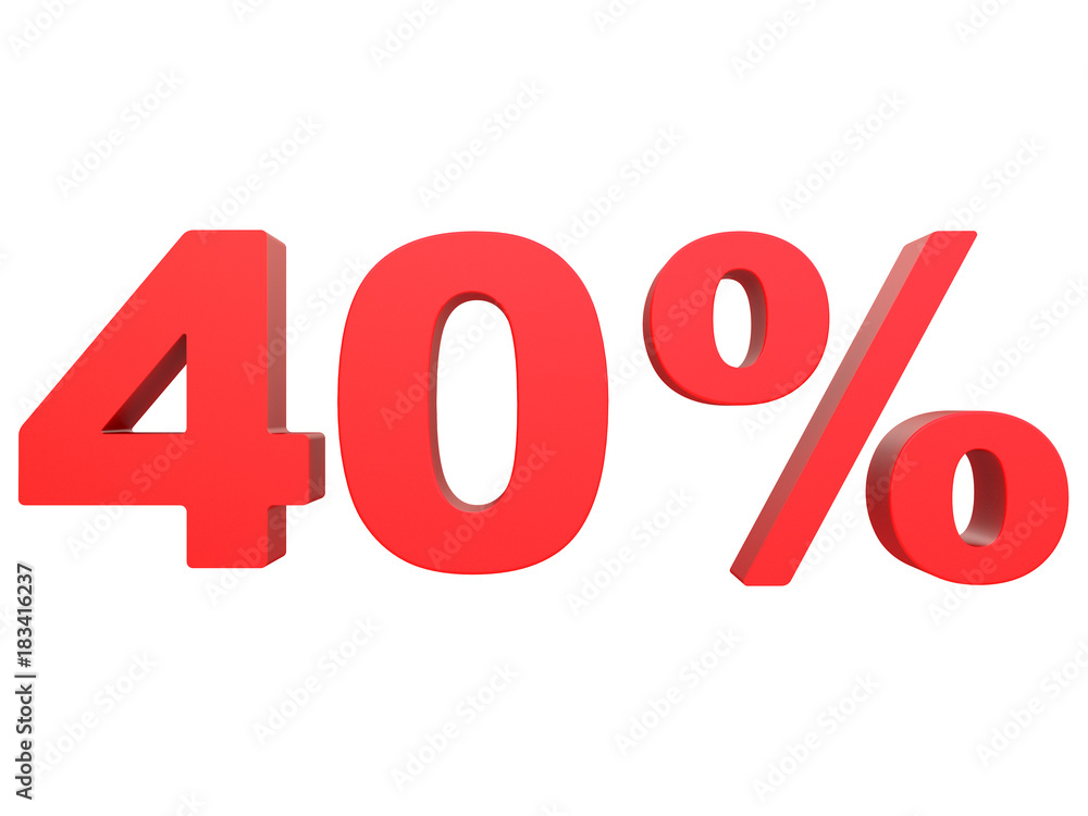 percent off. Discount %. 3d red text on a white background 3d rendering percent off. Discount %. 3d red text on a white background 3d rendering