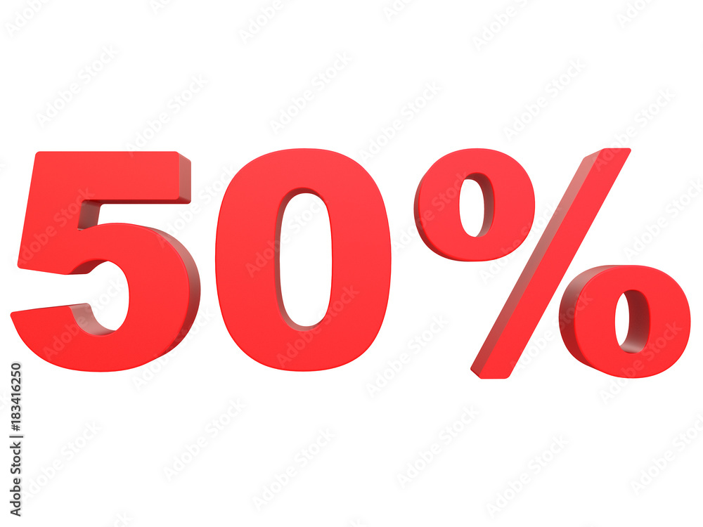 percent off. Discount %. 3d red text on a white background 3d rendering percent off. Discount %. 3d red text on a white background 3d rendering