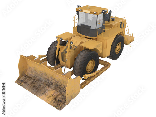 Wallpaper Mural bulldozer or tractor dirty on a white background isolated isometric view 3d rendering Torontodigital.ca