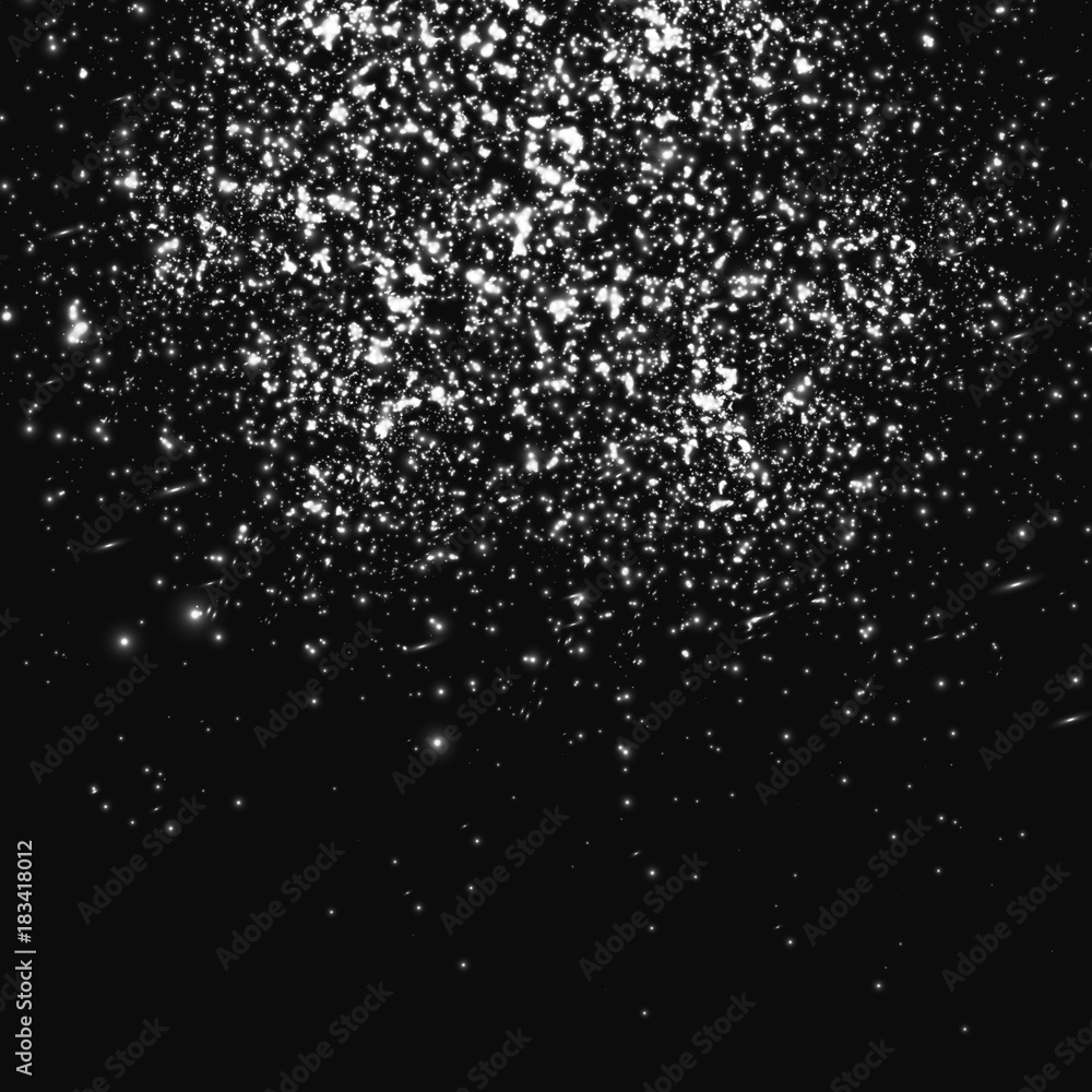 Snow overlay on transparent background. Vector illustration of falling snowflakes isolated.