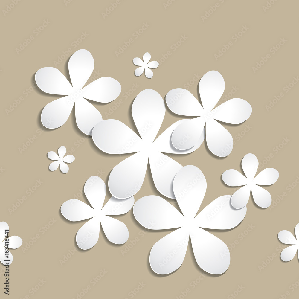 Obraz premium Abstract 3d paper flower pattern on light brown background for wallpaper, pattern, web, blog, surface, textures, graphic & printing