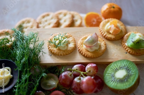 Healthy homemade appetizer with fruit and vegetable