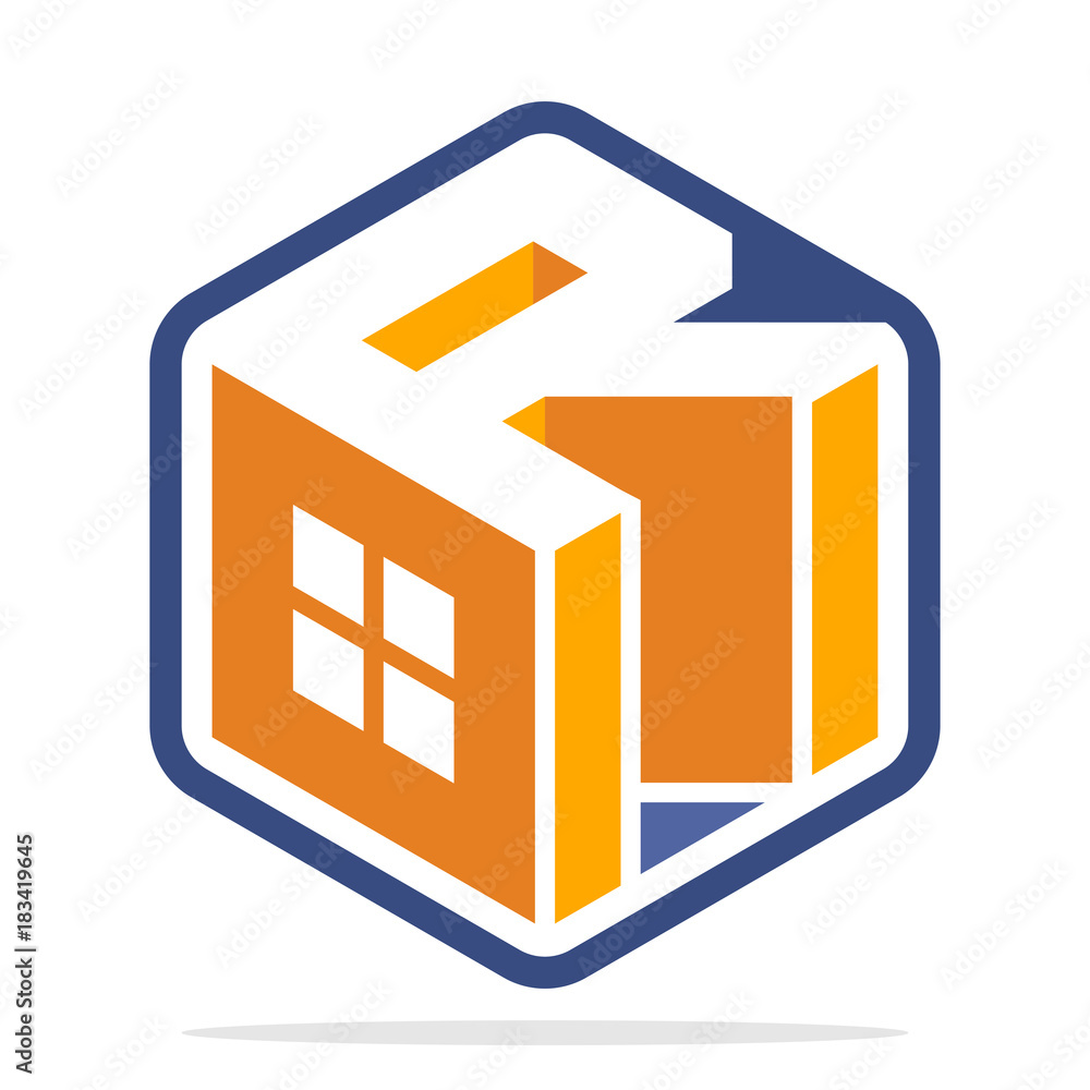 hexagon-shaped logo with isometric style and the initial letter R hexagon-shaped logo with isometric style and the initial letter R