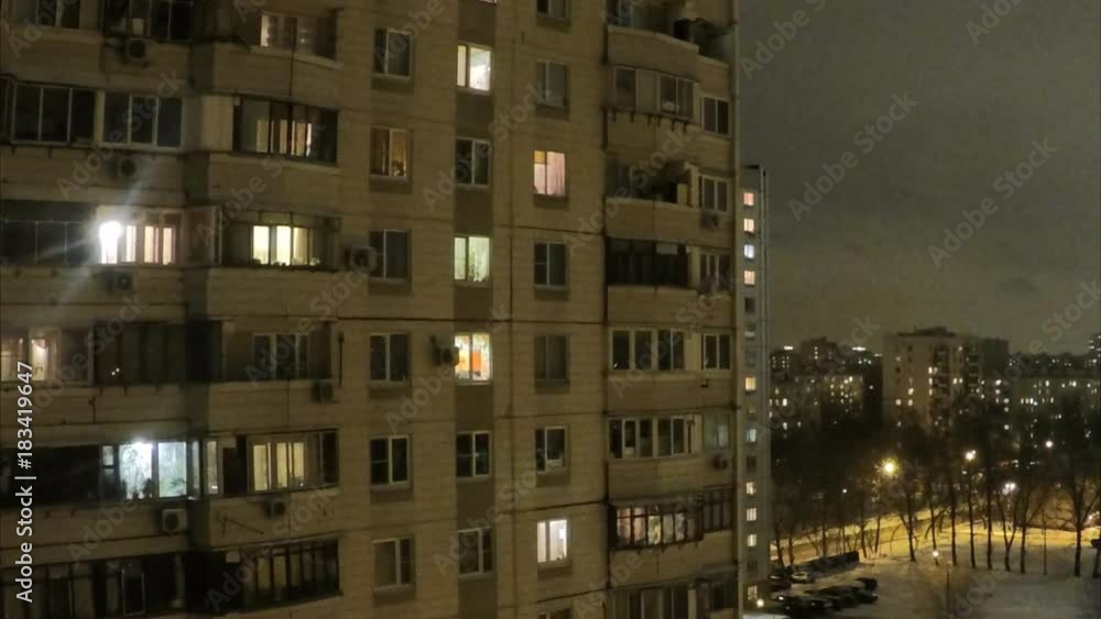 light turns on and off in a building timelapse light turns on and off in a building timelapse