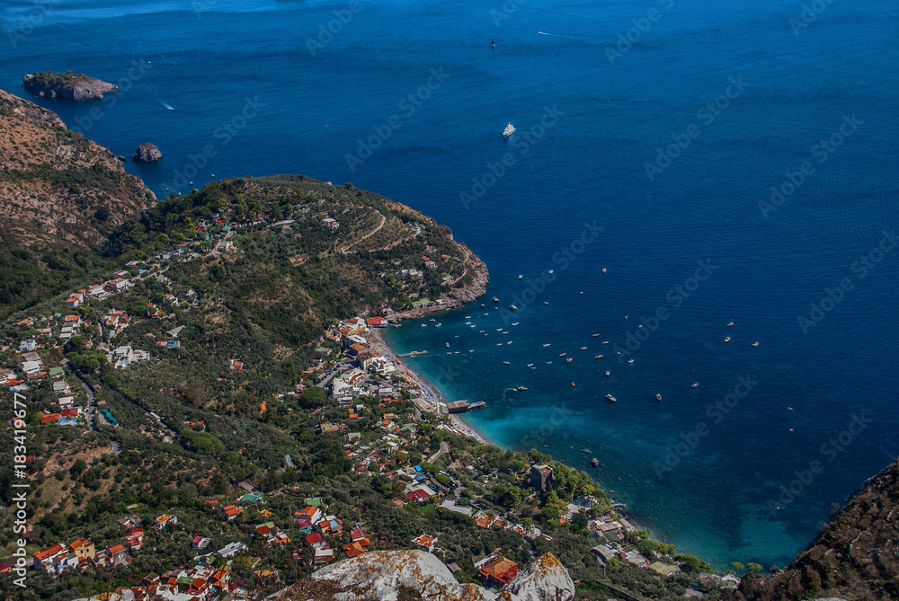 Aerial view Nerano village, by Amalfi Coast, Italy