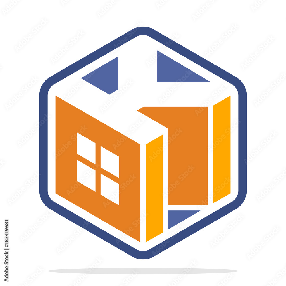 hexagon-shaped logo with isometric style and the initial letter K hexagon-shaped logo with isometric style and the initial letter K