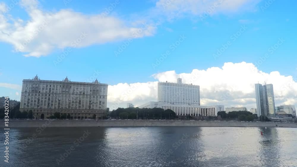 house of government and other buildings on the river bank timelapse house of government and other buildings on the river bank timelapse