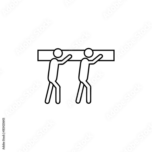 team carring heaviness icon. Team work element. Premium quality graphic design. Signs, outline symbols collection, simple thin line icon for websites, web design, mobile app icon