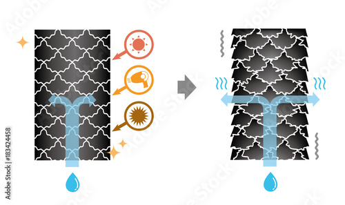 Comparison illustration of healthy hair and damaged hair. No text.