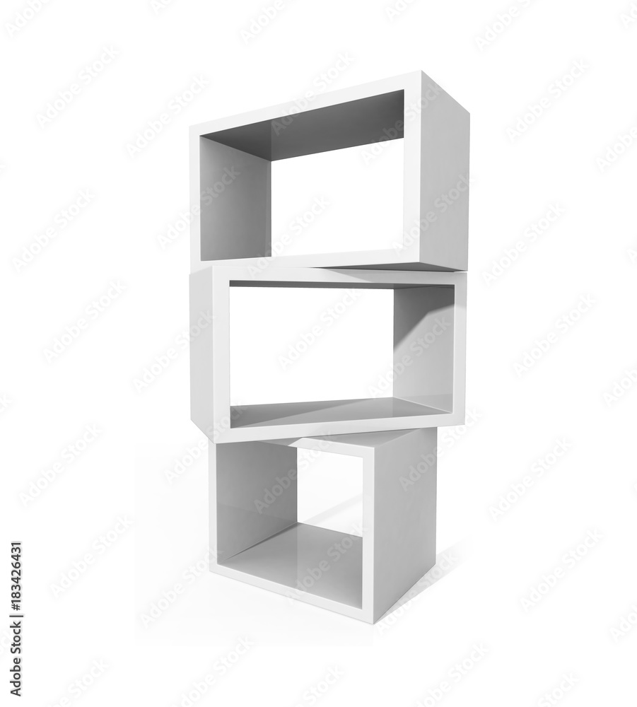 cube shape shelf or product stand display mock-up. 3D render cube shape shelf or product stand display mock-up. 3D render