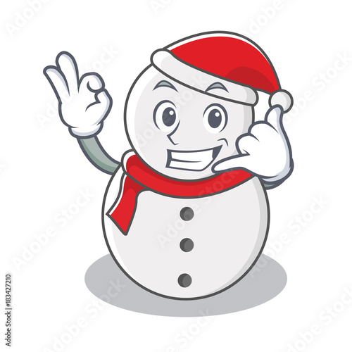 Call me snowman character cartoon style