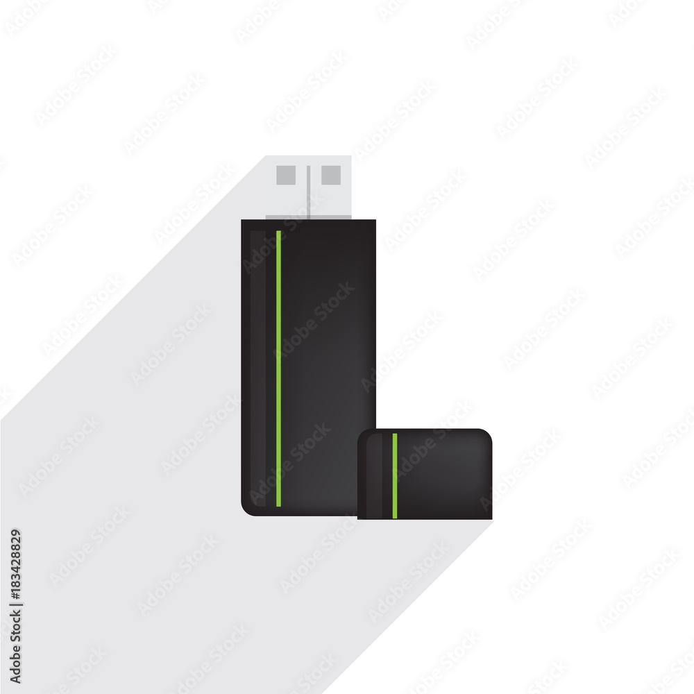 Obraz premium Usb flash memory flat icon with long shadow