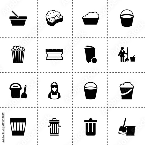 Bucket icons. vector collection filled bucket icons