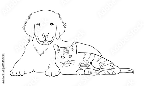 Cat & dog line art 12. Good use for symbol, logo, web icon, mascot, coloring book, sign, or any design you want.