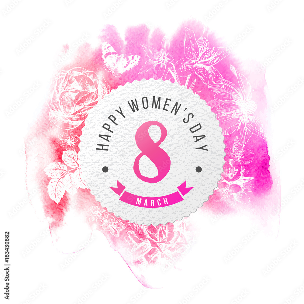 Happy Womens Day 8 March round banner