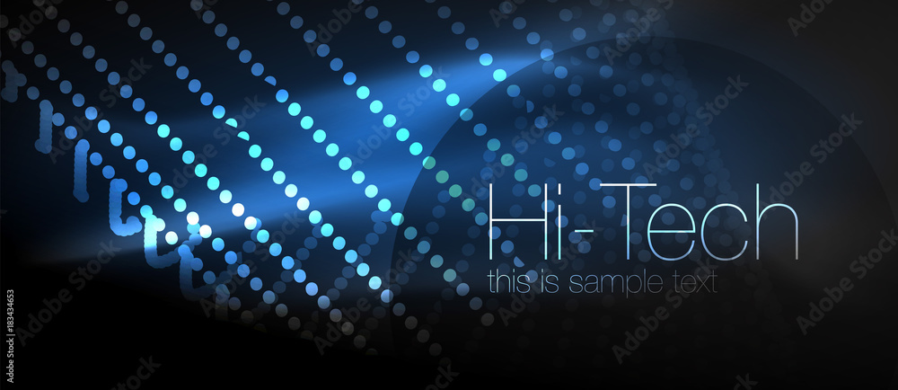 Hi-tech futuristic techno background, neon shapes and dots Hi-tech futuristic techno background, neon shapes and dots