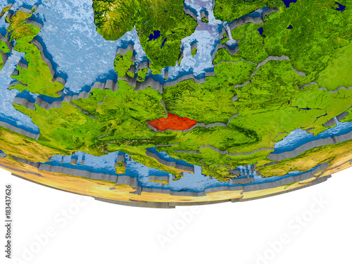 Czech republic in red on Earth model