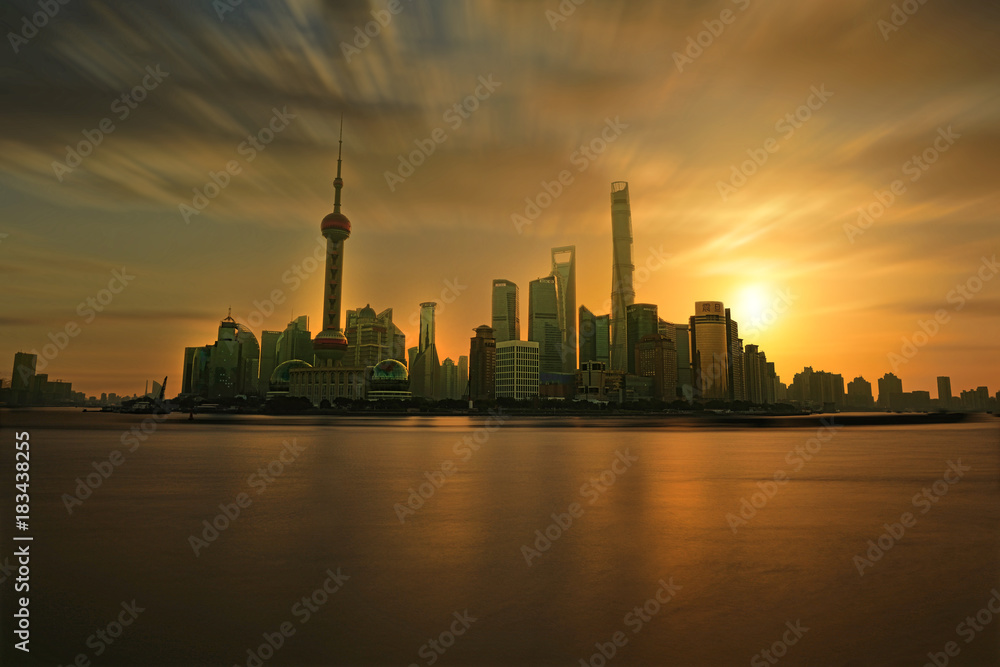 Oriental pearl tower, Shanghai world financial center jinmao tower and the Shanghai skyline