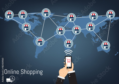 Technology Network marketing and Management for business concept, Vector illustration, element furnished by (NASA)