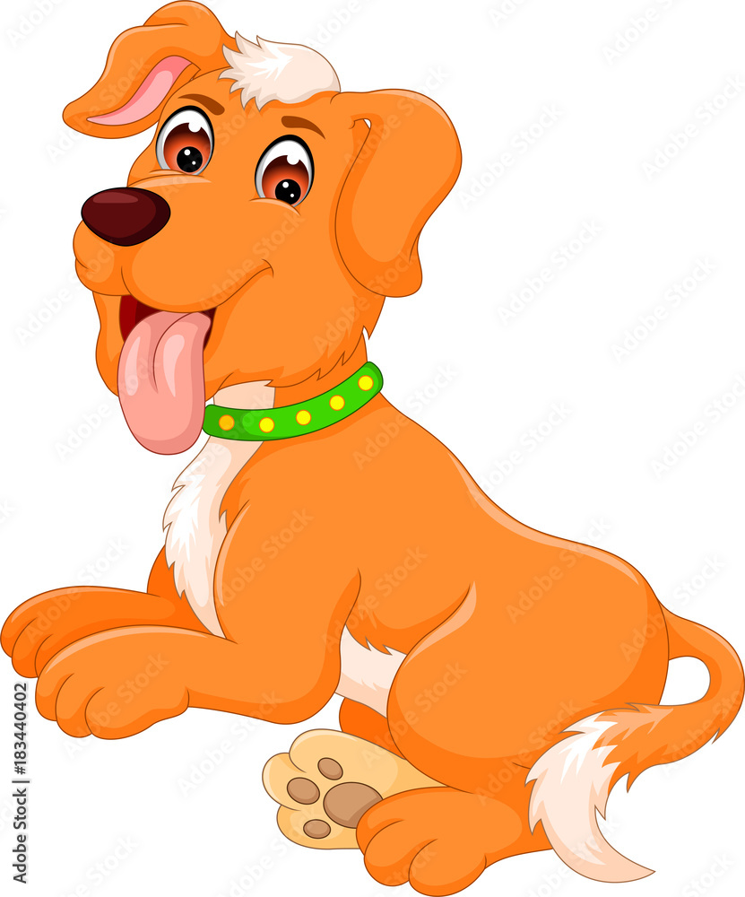 cute dog cartoon posing with smile and sticking her tongue out Stock Vector  | Adobe Stock