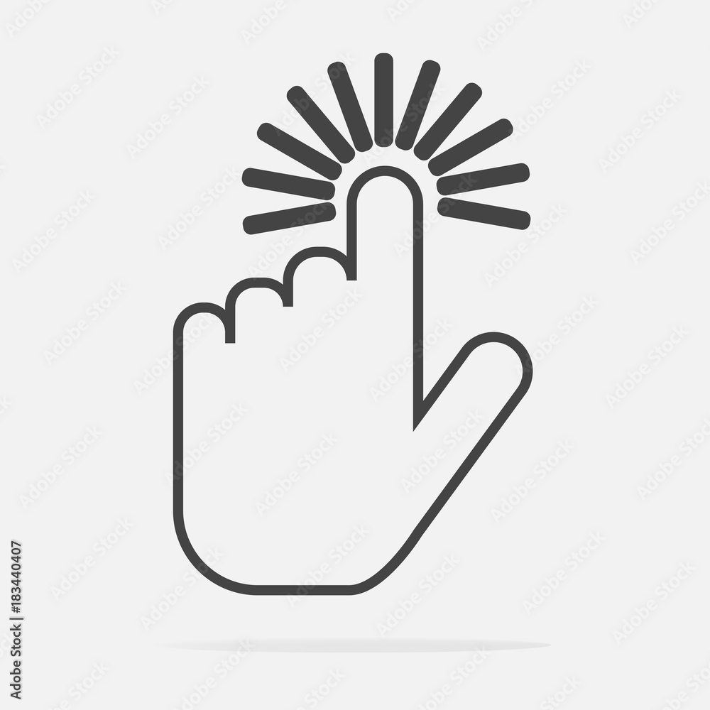 The hand clicks on the button. Cursor Icon The hand clicks on the button. Cursor Icon