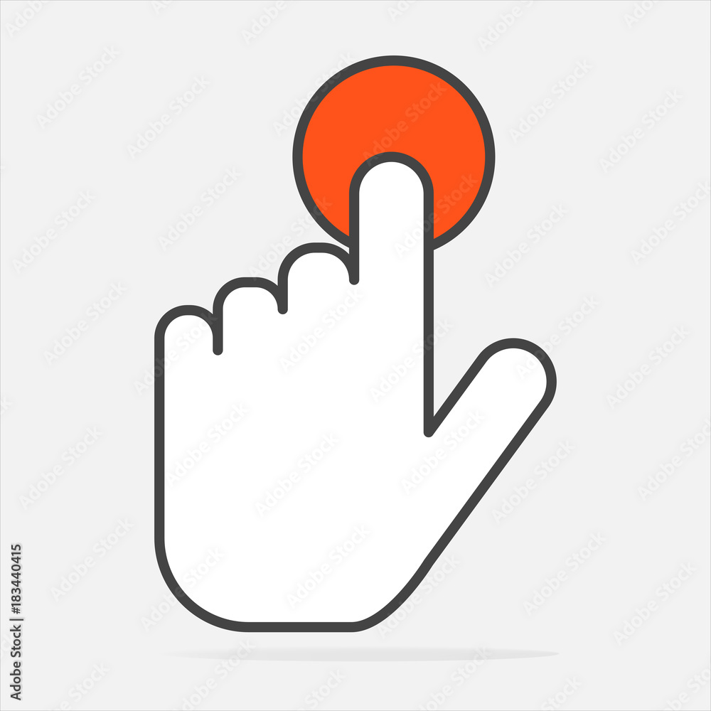 The hand clicks on the button. Cursor Icon The hand clicks on the button. Cursor Icon