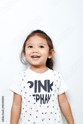 Portrait beautiful of happy long hair child little girl asian