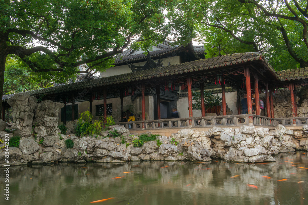 Yuyuan garden scenic view in Shanghai, China