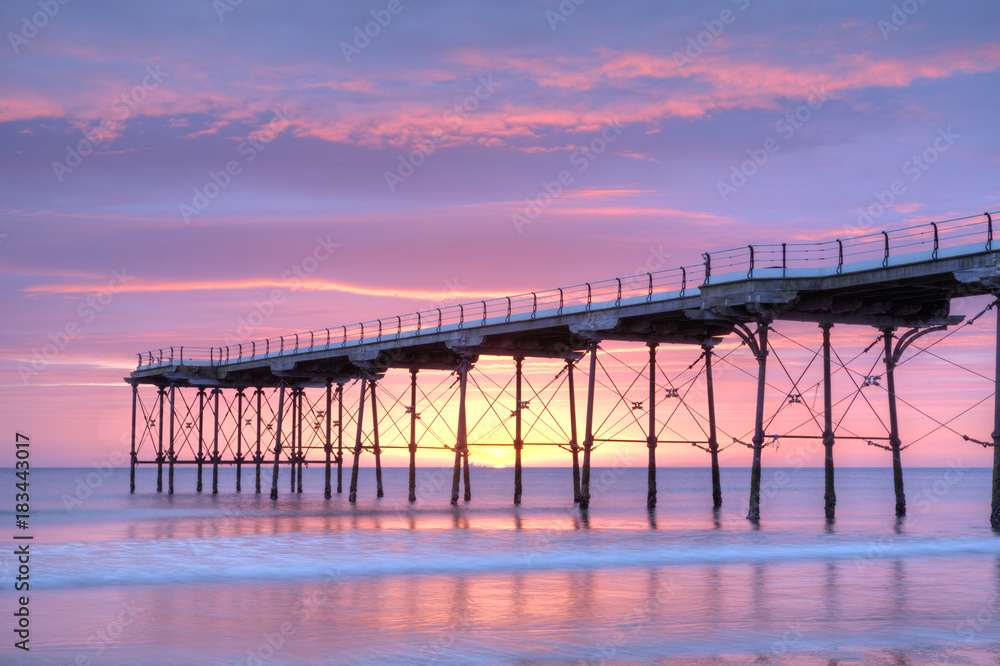 The pier at Saltburn-by-the-Sea, North Yorkshire, at dawn.