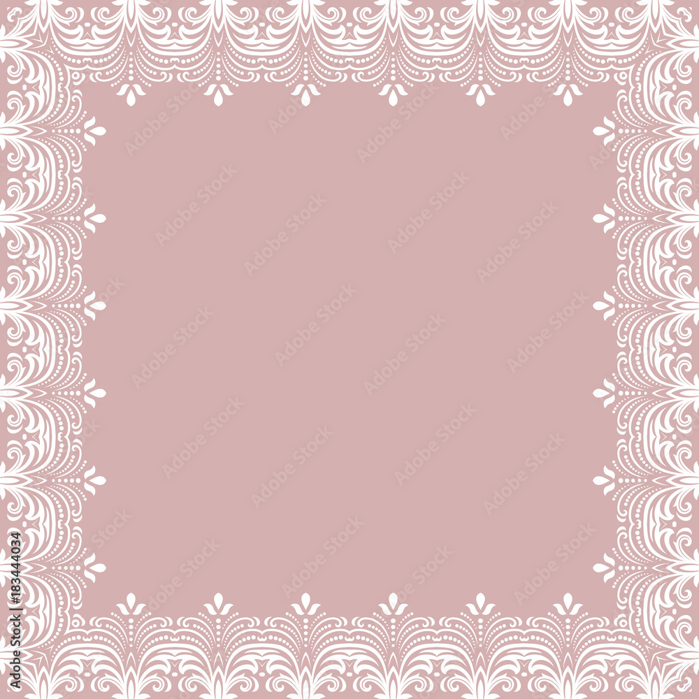 Classic vector whiite square frame with arabesques and orient elements. Abstract ornament with place for text. Vintage pattern Classic vector whiite square frame with arabesques and orient elements. Abstract ornament with place for text. Vintage pattern
