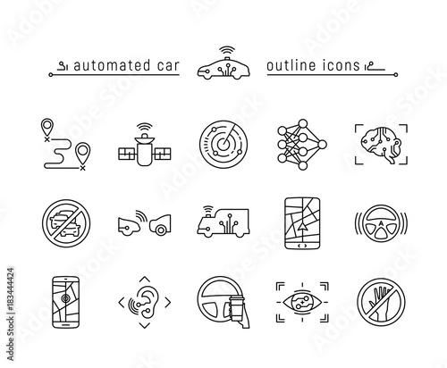 Automated car outline icon set