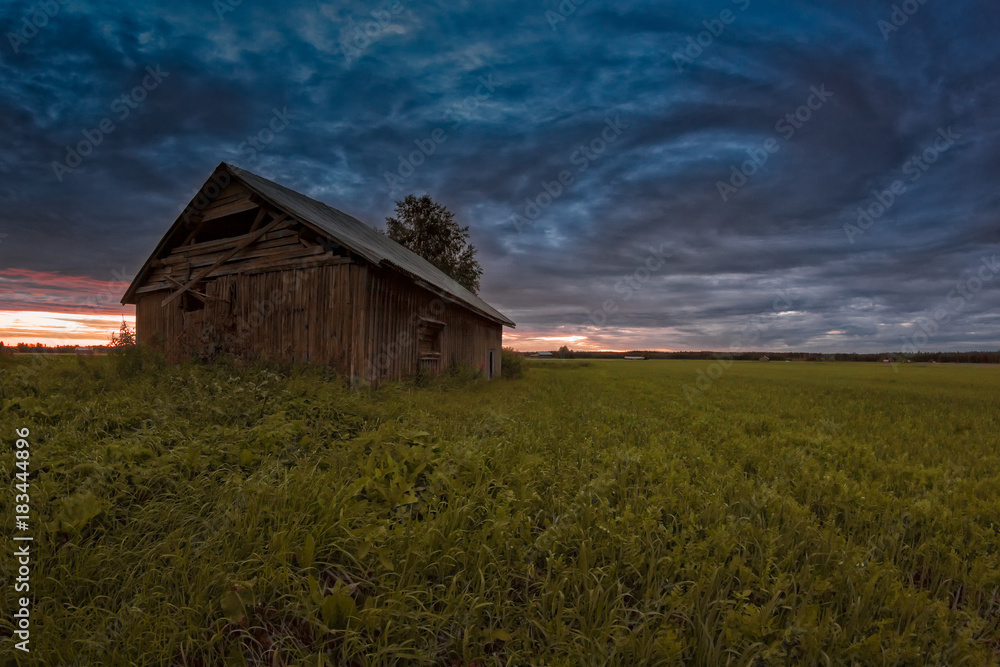 Old Barn House Under The Dramatic Summer Skies Old Barn House Under The Dramatic Summer Skies