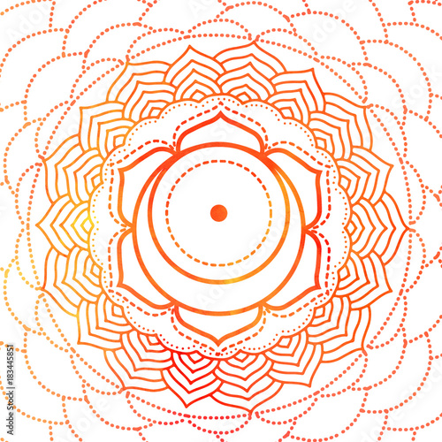 Sacral Chakra symbol illustrated with water color - mandala for yoga, meditation, ayurveda photo