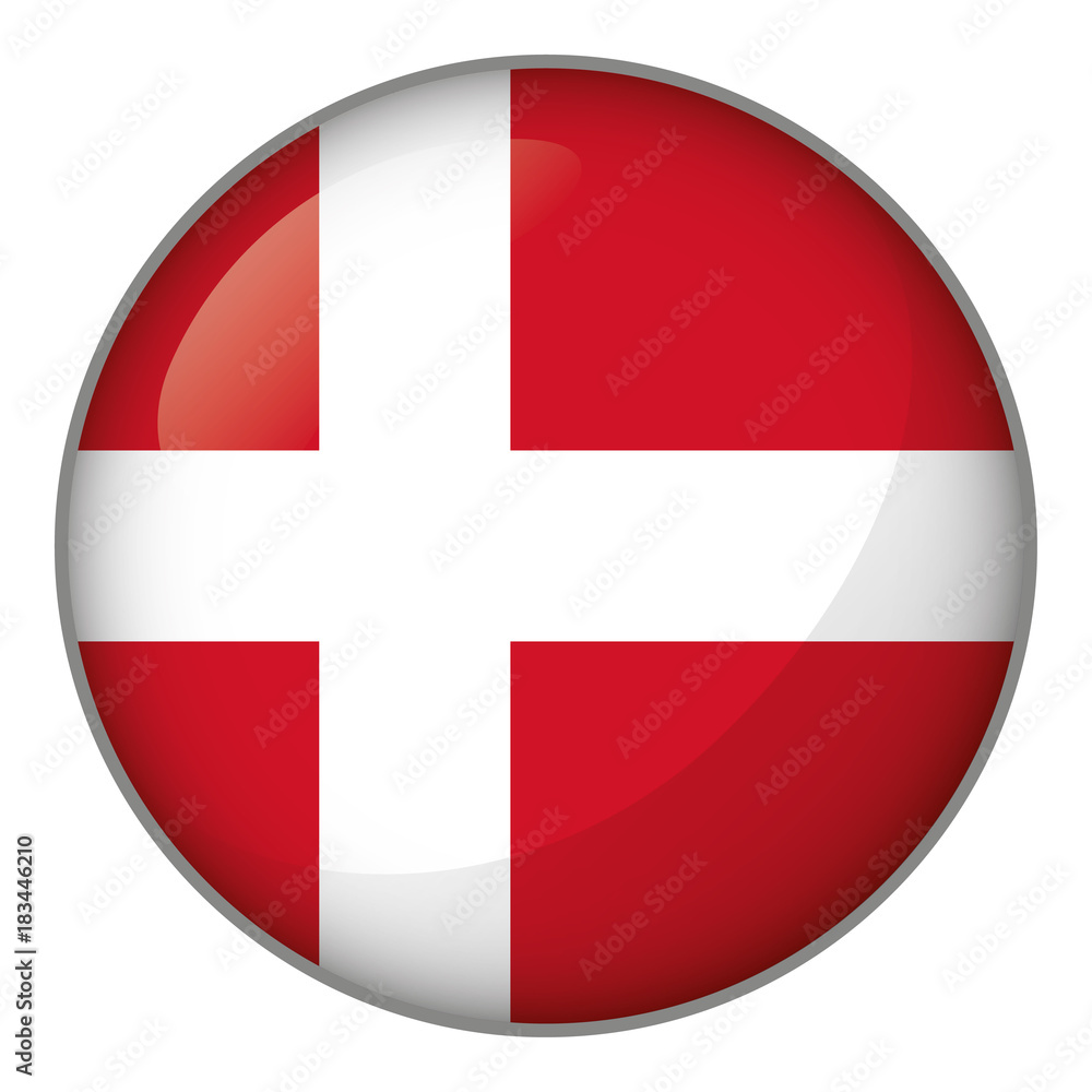 Icon representing button flag of Denmark. Ideal for catalogs of institutional materials and geography