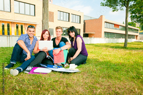Students Sitting In The Grass, Learning