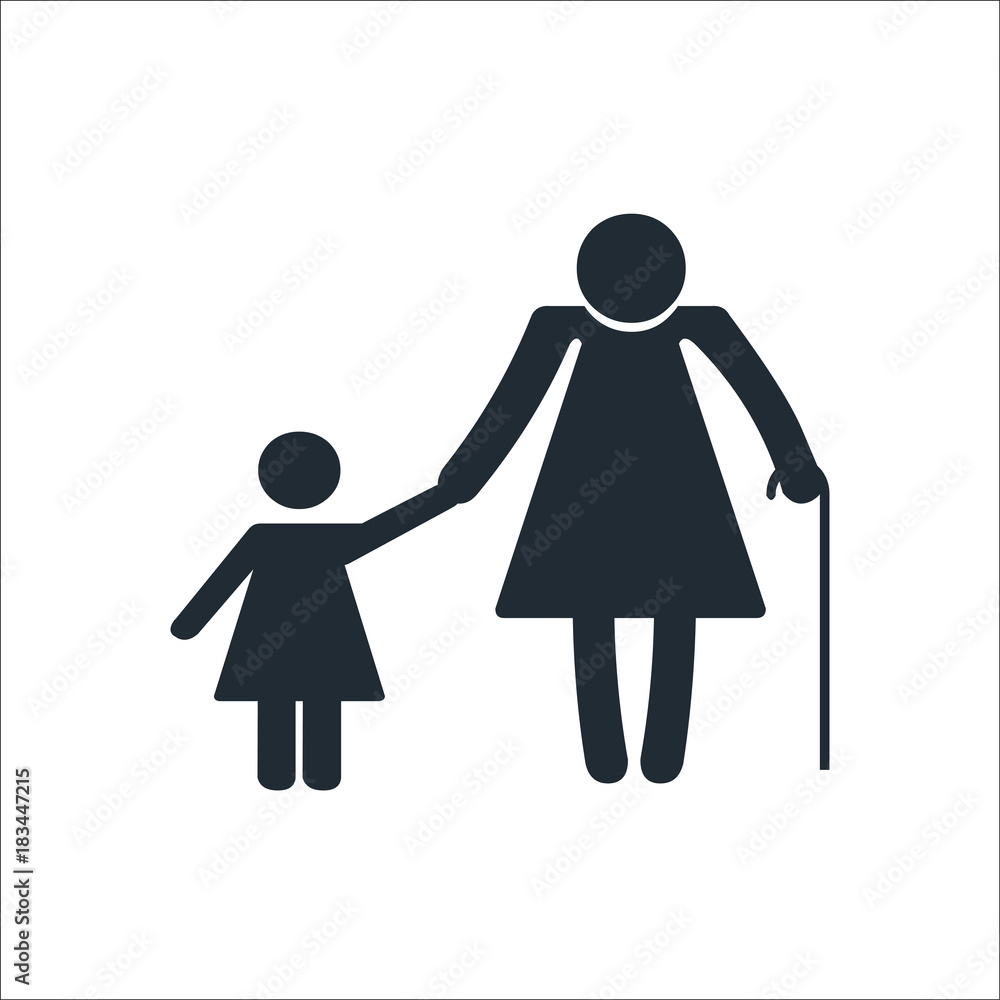 Chil with old woman vector Chil with old woman vector