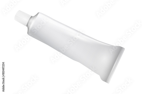 Realistic empty white tube,blank packaging aluminum toothpaste tube
