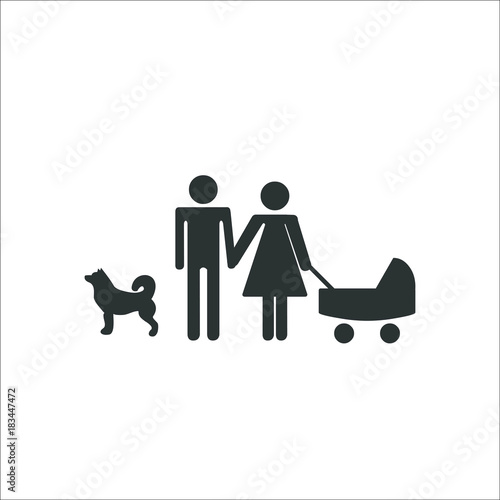 Man and Woman with strolley and dog