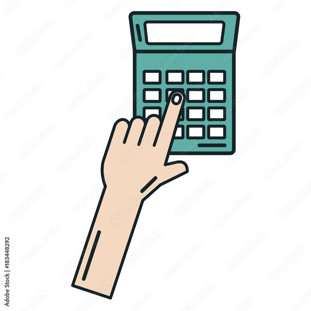 hand with calculator device isolated icon vector illustration design hand with calculator device isolated icon vector illustration design