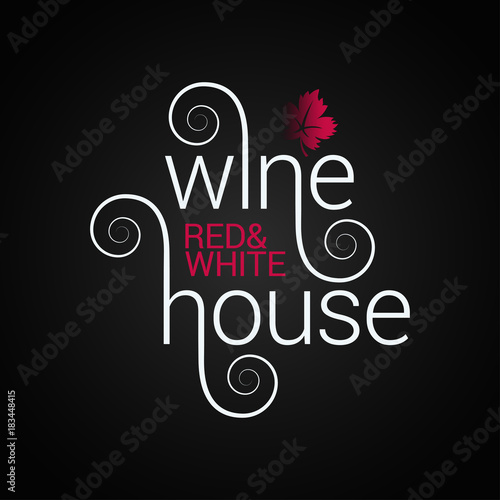 wine logo design. red and white wine label on black background.