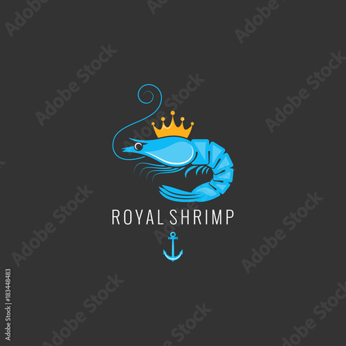 shrimp logo on black background