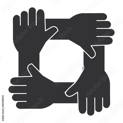 united teamwork hands icon vector illustration design