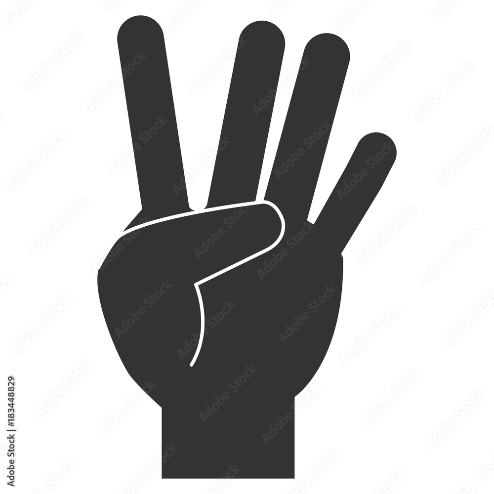 hand counting four on fingers vector illustration design hand counting four on fingers vector illustration design