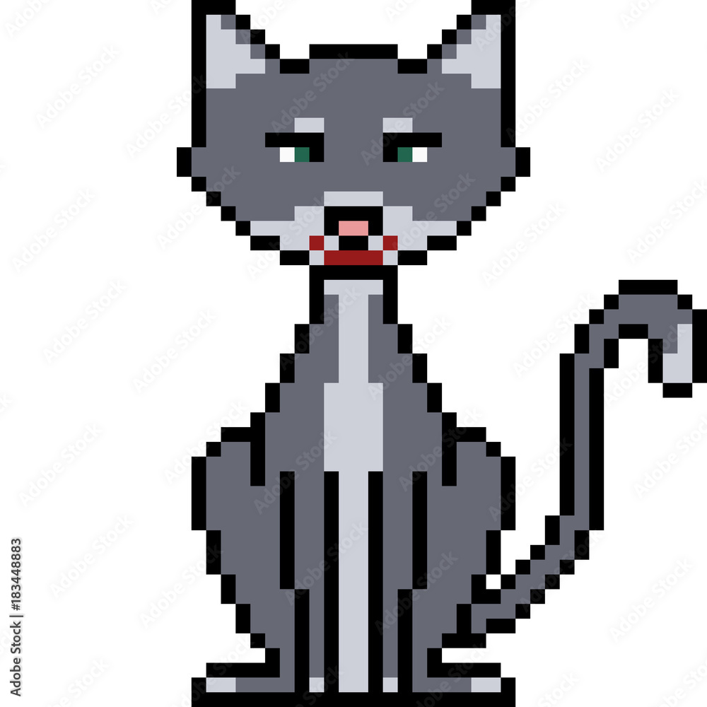 Obraz premium vector pixel art cat sit