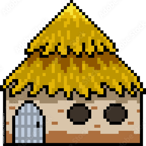 vector pixel art hut