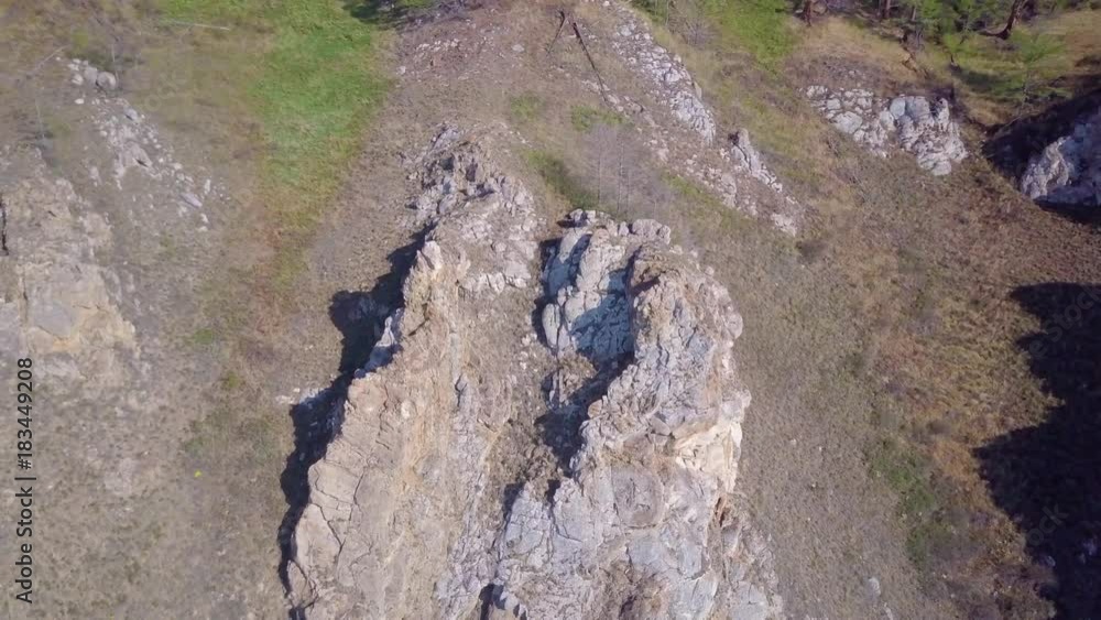 ProRes. Baikal lake shore and rocks from aerial view. Landscape. ProRes. Baikal lake shore and rocks from aerial view. Landscape.