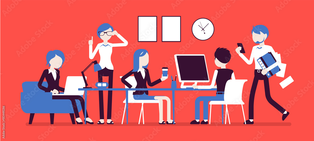 Fototapeta premium Busy day in a small office